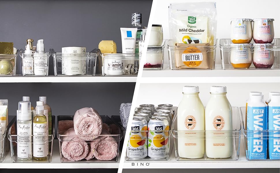 Stackable Plastic Storage Bins Organizer Bins Pantry Organization Fridge Organizer Freezer Organizer