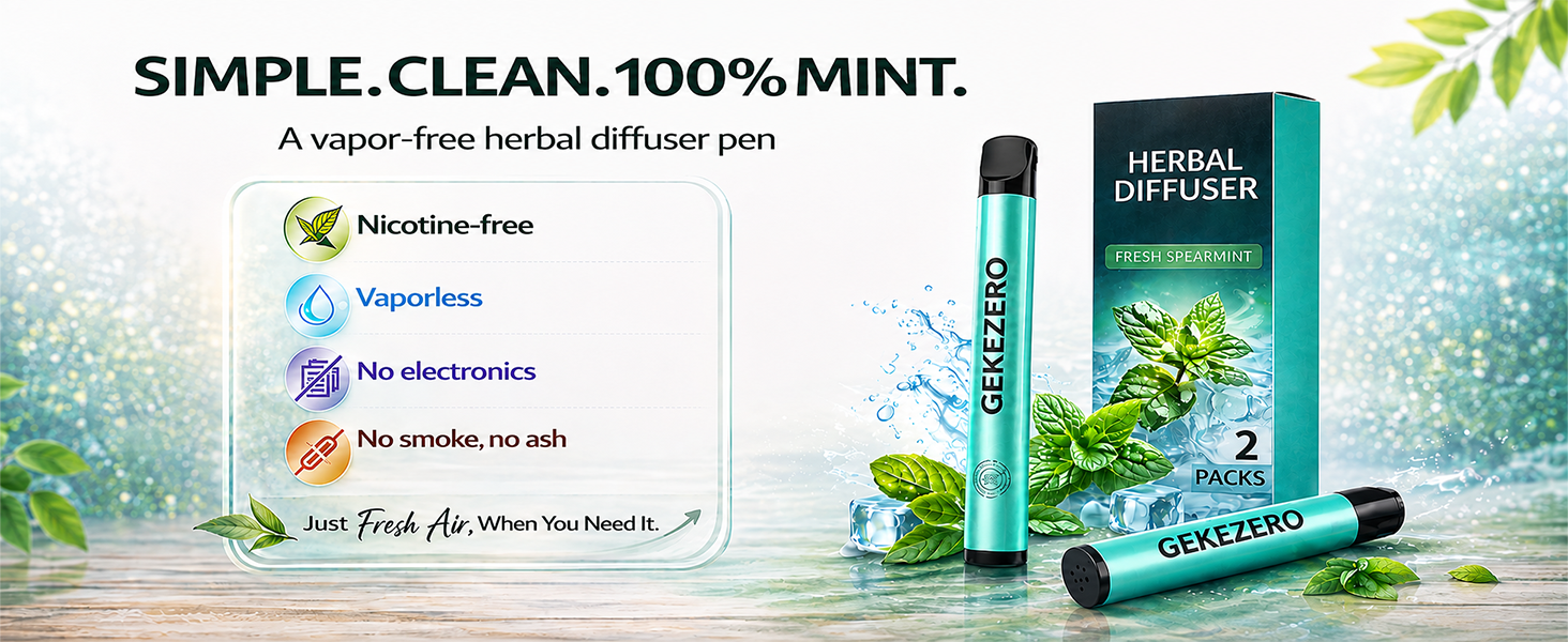 SIMPLE.CLEAN.1OO%MINT. A vapor-free herbal diffuser pen