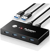 USB Switch Selector 2 Computers Sharing 4 USB Devices USB 3.0 Peripheral Switcher Box Hub for Mou...