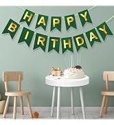 Green Happy Birthday Banner,Dark Green and Gold Birthday Party Decorations Sigh for Birthday Deco...