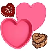 MarStore Heart Shaped Cake Pans 8 Inch – Set of 2 Nonstick Silicone Heart Cake Pan for Baking, Ov...