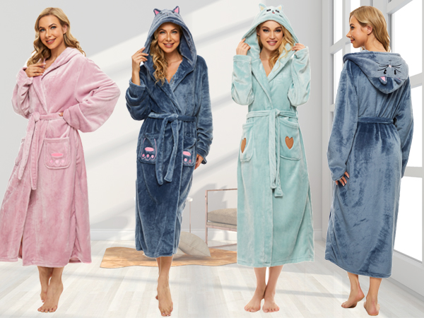 women plush robes long