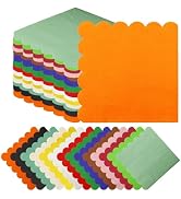 140Pcs Colorful Scalloped Napkins Cocktail Napkins 2 Ply Bright Beverage Dessert Napkins Disposab...