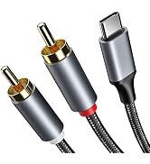 RCA to USB C Cable, USB C to RCA Audio Cable, Hi-Fi USB Type C to 2RCA Male Jack Splitter Auxilia...
