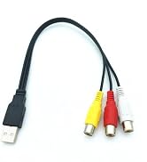 ELNONE 0.25M/0.8FT USB to 3RCA Cable, USB A 2.0 Male to 3 RCA Female Video Audio for PC,TV,Aux Vi...