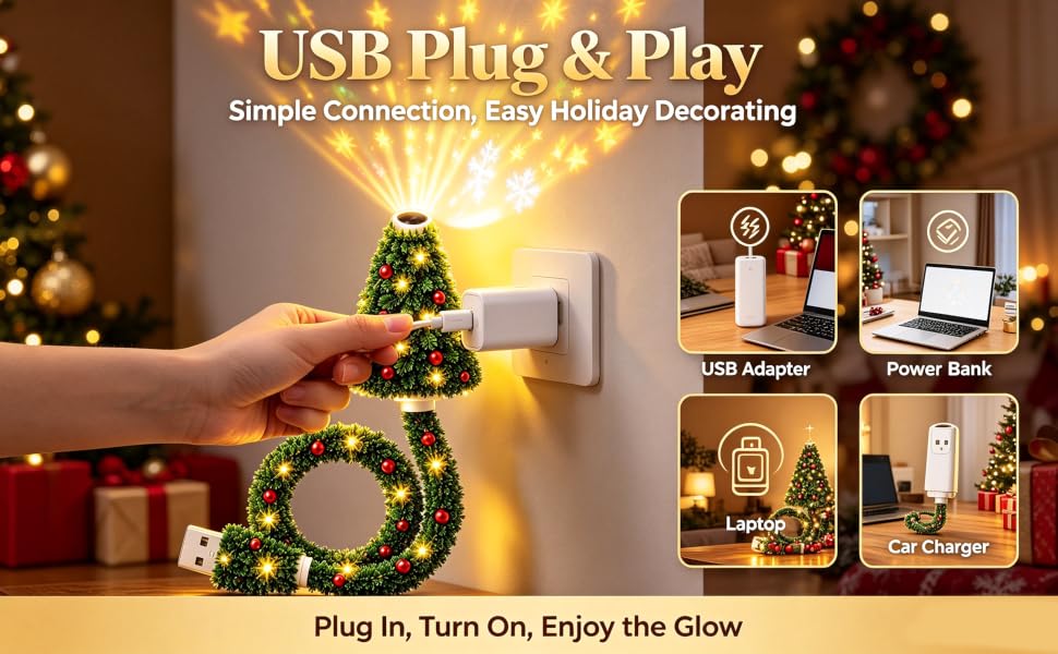 Christmas tree usb projector light