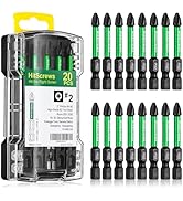 Hitscrews 20 Pack Phillips Impact Driver Bits #2, 2-Inch Magnetic Screwdriver Bits, S2 Steel Ph2 ...