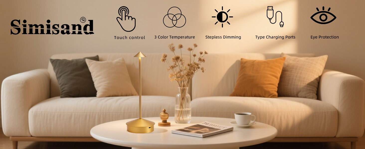 Cordless table lamp for living room