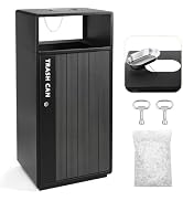 BEAMNOVA Outdoor Commercial Trash Can with Lock & Inner Bin, 30.36 Gallon Galvanized Steel Metal ...
