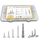 Jyphorixal Self-Tapping Screws, 410 Stainless Steel, 125 PCS Assortment Kit with Driver, #10 1/2"...