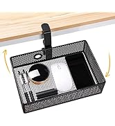 Euyona Mesh Desk Organizer and Clamp-on Swivel Pencil Drawer, Desk Hidden Extra Sturdy C-Clamp Mo...