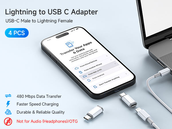 apple usb-c to lightning adapter iphone to c adapter female lightning to male usb c adapter