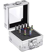 Noverlife Nail Drill Grinding Bit Holder Box, 25 Holes Professional Nail Polish Head Storage Box,...