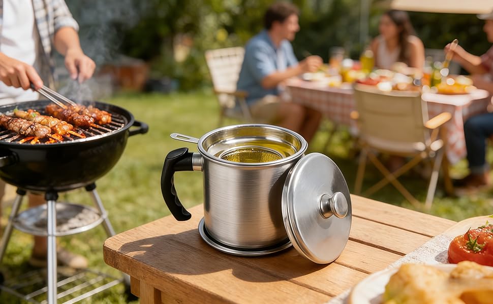 Bacon Grease Container with Strainer