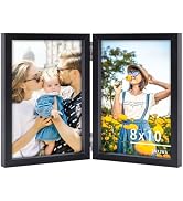 SNXJWA 8x10 Picture Frames Double Black Photo Frame Folding Vertical Stand Display Side by Side