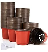 JERIA 200-Pack 4 Inch Plastic Plant Nursery Pots Come with 200 Pcs Plant Labels, Seedling Flower ...