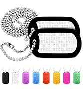 GoTags Personalized Dog Tags, Custom US Military ID Necklace Set , Steel Ball Chain and Tag Silen...