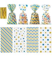 Aegero 120 Pcs Christmas Cellophane Treat Bags, Xmas Gift Candy Goodies Bags with 140 Pcs Twists ...