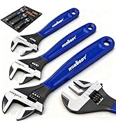HORUSDY 3-Piece Adjustable Wrench Set (6/8/10 in), Wide Jaw Black Oxide Finish, Cr-V Steel, Metri...