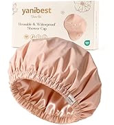 Yanibest Shower Cap for Women Reusable Waterproof,Satin Lined Bath Cap with Soft Elastic Band,Lar...