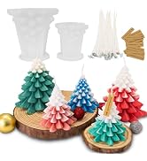 Firstfooby 2Pcs Christmas Tree Candle Molds, 3D Silicone Mold for Candle Epoxy Resin Soap Cake Ch...