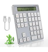 Rytaki Pro 2-in-1 Wireless Number Pad & Calculator, Bluetooth 5.0 Numeric Keypad with USB-C Charg...