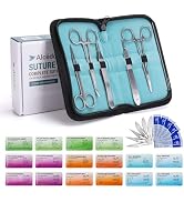 Alcedo Sterile Sutures Thread & Needle with Tools Kit, First Aid Field Emergency Supplies, 16 Mix...