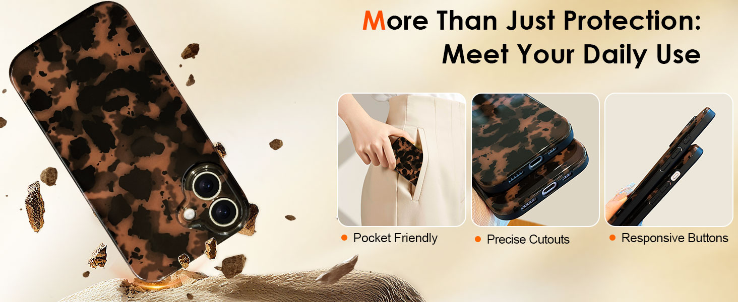 Precise Cutouts and Responsive Buttons for tortoise shell phone case iphone 16 Plus