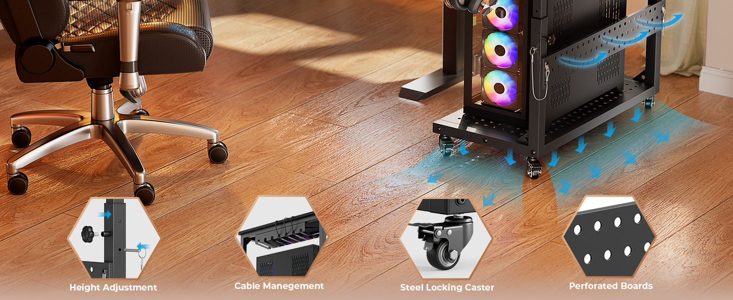 computer tower stand under desk