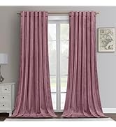 HOMEIDEAS Dusty Pink Mauve Velvet Curtains 52 X 96 Inches, 2 Panels Thick and Luxury Rose Pink Ro...
