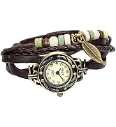 JewelryWe Women Quartz Bracelet Watch Fashion Weave Wrap Around Leather Wrist Watch Classic Brace...