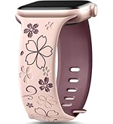 SNBLK Floral Engraved Band Compatible with Apple Watch Bands for Women 40mm 41mm 42mm 38mm 44mm 4...