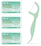 Dental Flossers,3 Portable Case150 Count Mint Double String Dental Floss Picks Double Freshness,N...