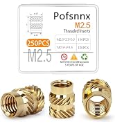 250Pcs Pofsnnx M2.5 Threaded Inserts, Brass Heat Set Insert for Plastic and 3D Printing Component...