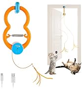 ALL FOR PAWS Interactive Cat Toy for Indoor Cats, Automatic Door Hanging Toy with Moving Feather,...