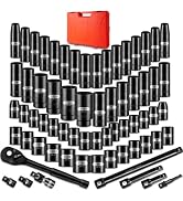 pgroup 66 PCS 1/2 Inch Drive Impact Socket Set, Standard SAE (3/8"-1-1/4") And Metric (10-24mm) S...