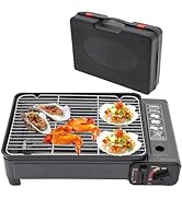 PortableTabletop BBQ Grill, Butane Gas Grill, Adjustable Firepower Mini Propane Grill With Carry ...