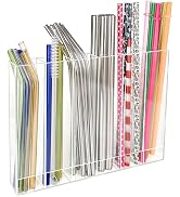 Acrylic Straw Holder for Cabinet Door with Double Sided Adhesive Tape Reusable Straw Organizer Tu...