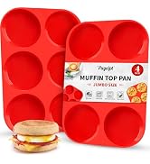 Puyeipt 4 Inch Silicone Egg Molds for Breakfast Sandwiches, 2 Pack Jumbo Size Muffin Top Pans, No...