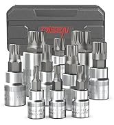DISEN 10 Pieces Triple Square Spline Bit Socket Set with Enhanced Storage Case, Chrome Vanadium S...