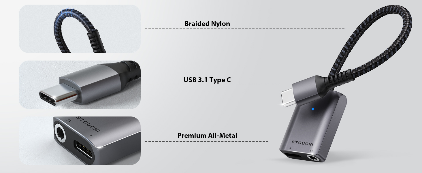 usb c to 3.5mm and charge adapter