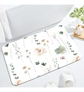 Gibelle Floral Bath Mat Rug Super Absorbent Quick Dry Thin Bathroom Rugs Fit Under Door Cute Flow...