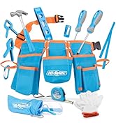 Hi-Spec 16pc Blue Kids Tool Kit Set & Child Size Tool Belt. Real Metal Hand Tools for DIY Buildin...