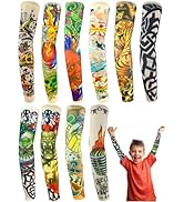 iToolai Kids Tattoo Sleeves for Boys Grils, 10 Pcs Temporary Arm Tattoo Sleeves for Children Baby...