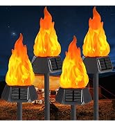 Toodour Solar Outdoor Torch Lights with Flickering Flame, 4Pack Solar Halloween Decorative Lights...