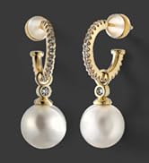 14k Gold Pearl Earrings for Women, Sterling Silver Post Bridal Pearl Earrings Drop Dangle Earring...