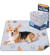 WanpeeGoo Washable Pee Pads for Dogs, 4 Pack Absorbent Reusable Training Dog Pads Pet Puppy Pads,...