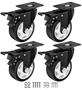 ASHGOOB 4 Inch Heavy Duty Casters Set of 4 with Brake - 1400 Lbs Capacity Industrial Swivel Plate...