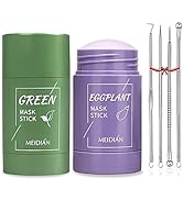 2 Pack Green Tea/Eggplant Purifying Clay Stick Mask, Green Tea Cleansing Mask Blackhead Remover, ...