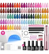 Beetles Gel Nail Polish Kit with U V Light and Nail Drill - 55Pcs Gel Nails Kit 32 Color LuliCore...